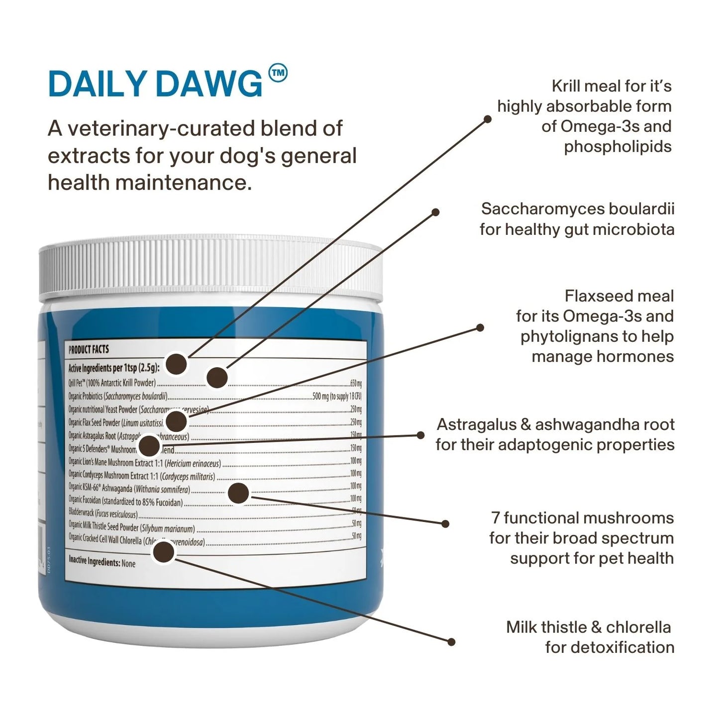 Real Mushrooms Daily Dawg for Dogs | Vet-Formulated Mushroom Powder