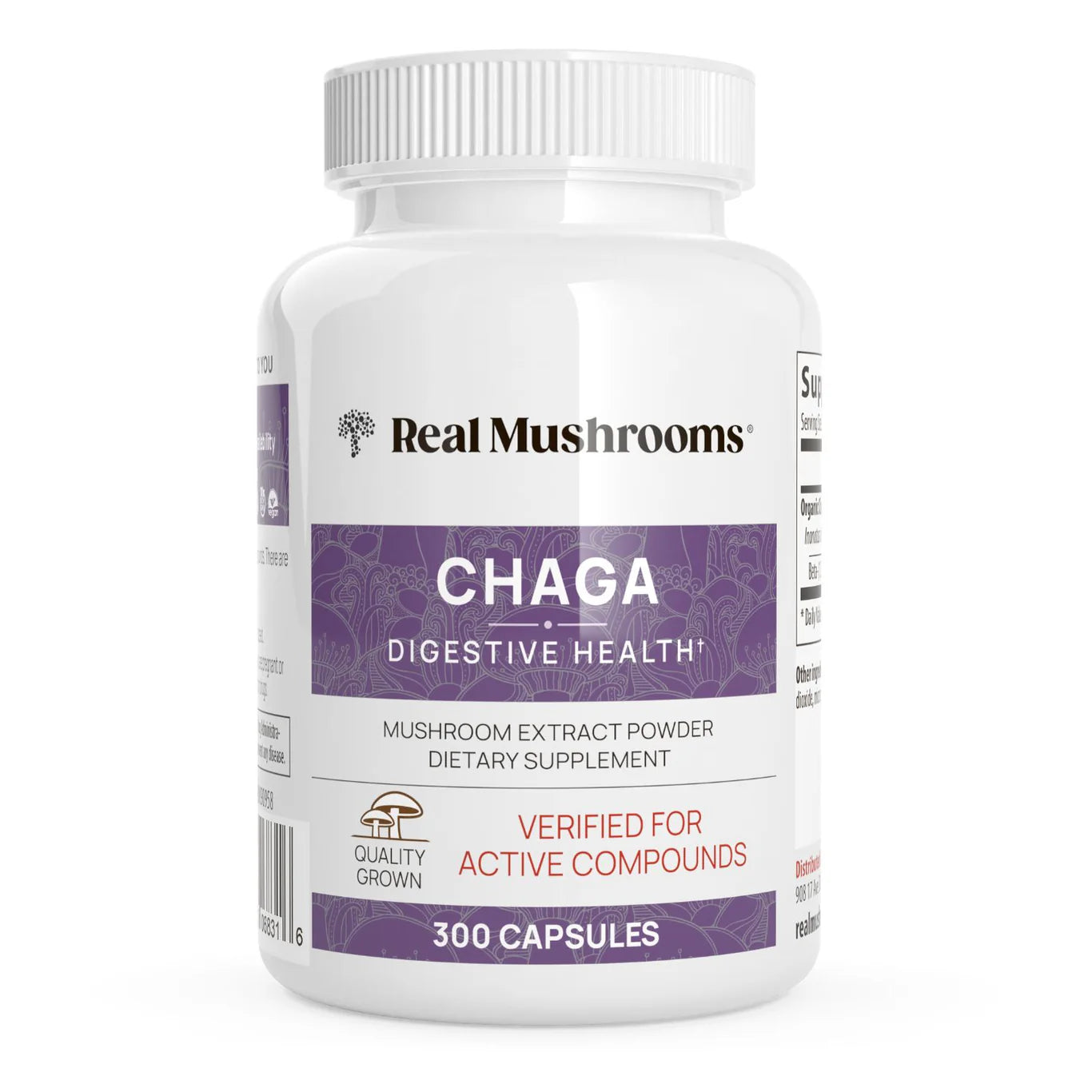 Real Mushrooms — Chaga 120 & 300 Capsule Bottles