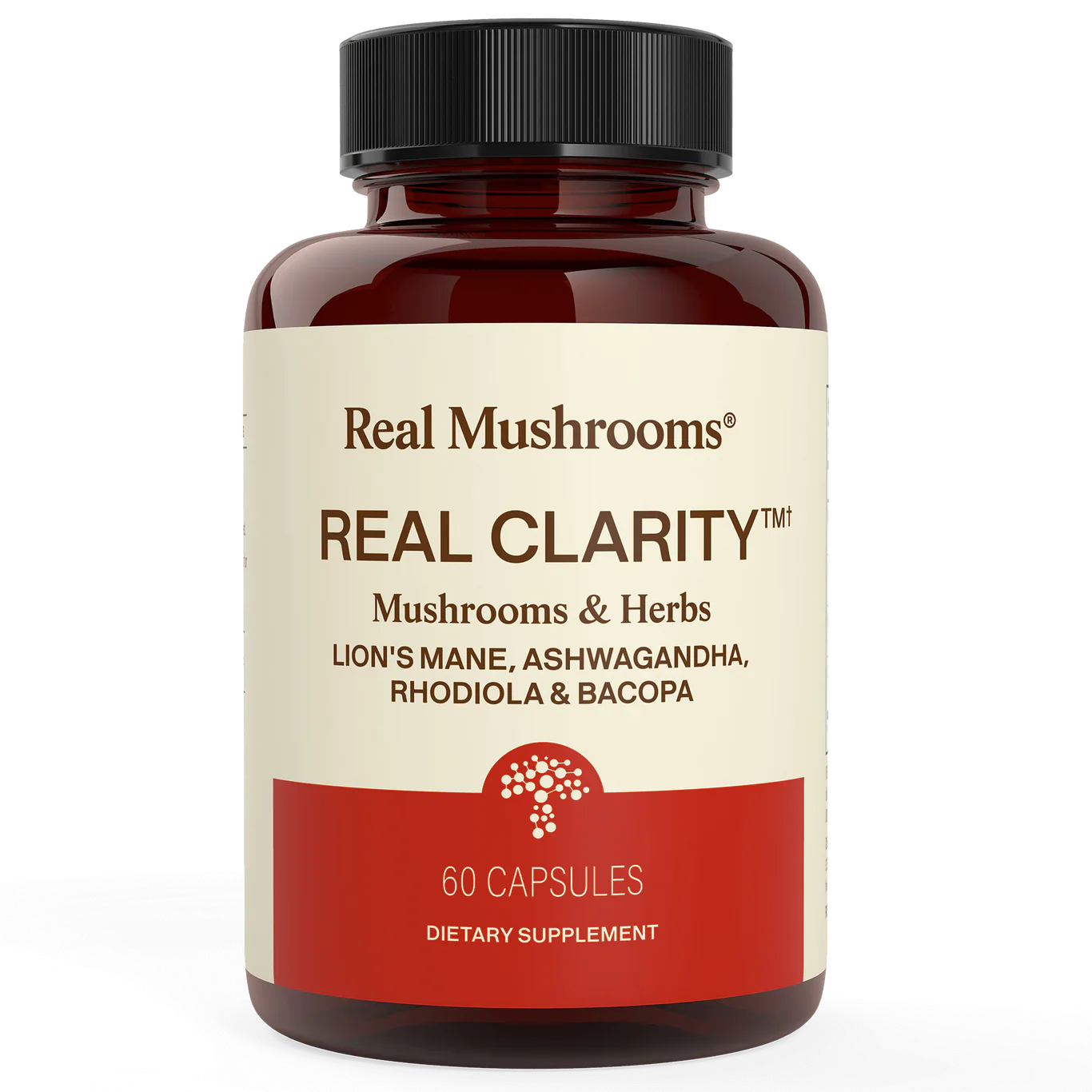 Real Mushrooms® RealClarity™ Lion’s Mane + Ashwagandha, Rhodiola & Bacopa Capsules