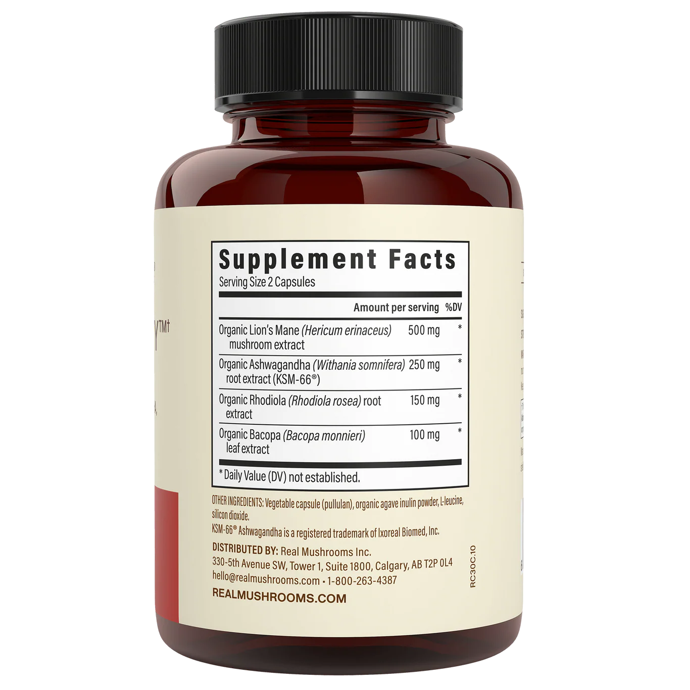 Real Mushrooms® RealClarity™ Lion’s Mane + Ashwagandha, Rhodiola & Bacopa Capsules